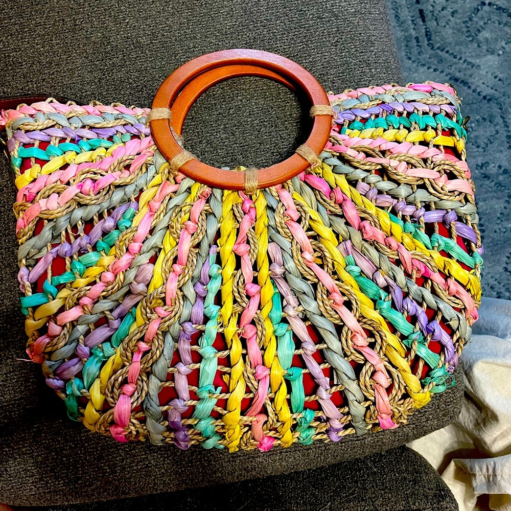 Patricia Nash Multi Color Straw Handbag